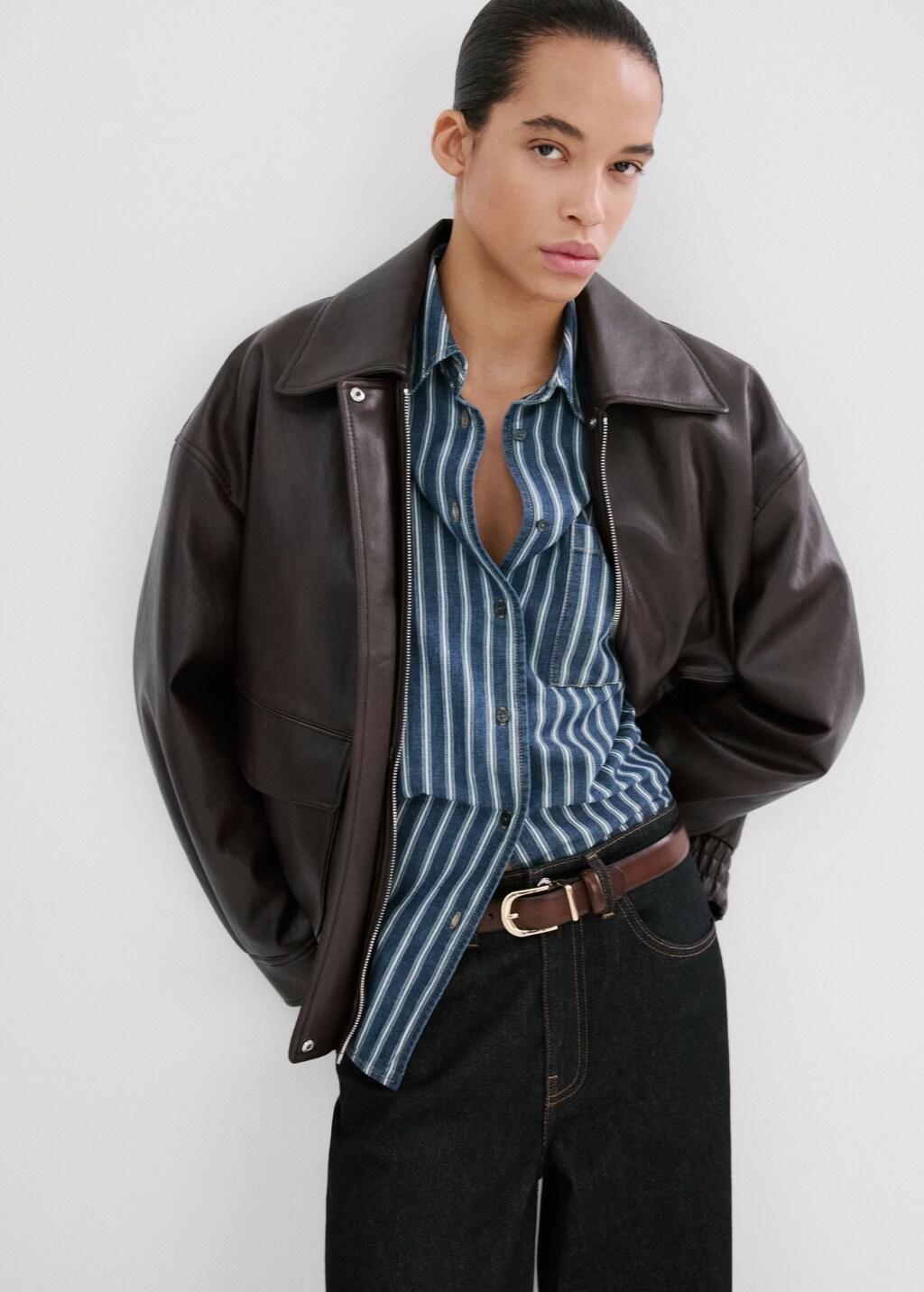 Blue Striped Denim Shirt, Medium Blue, large image number 3