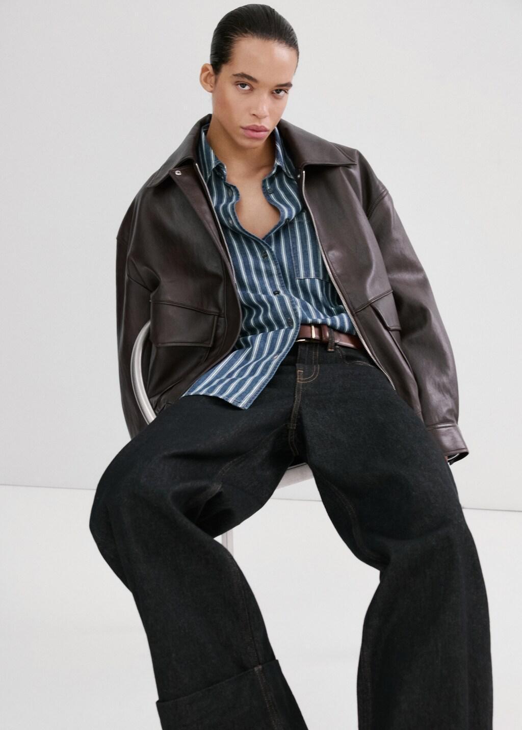 Blue Striped Denim Shirt, Medium Blue, large image number 6