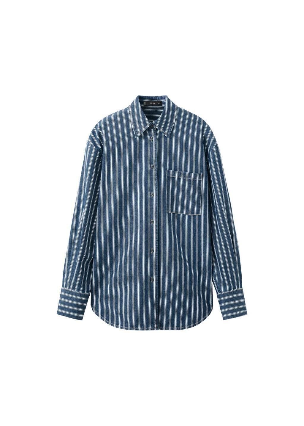Blue Striped Denim Shirt, Medium Blue, large image number 7