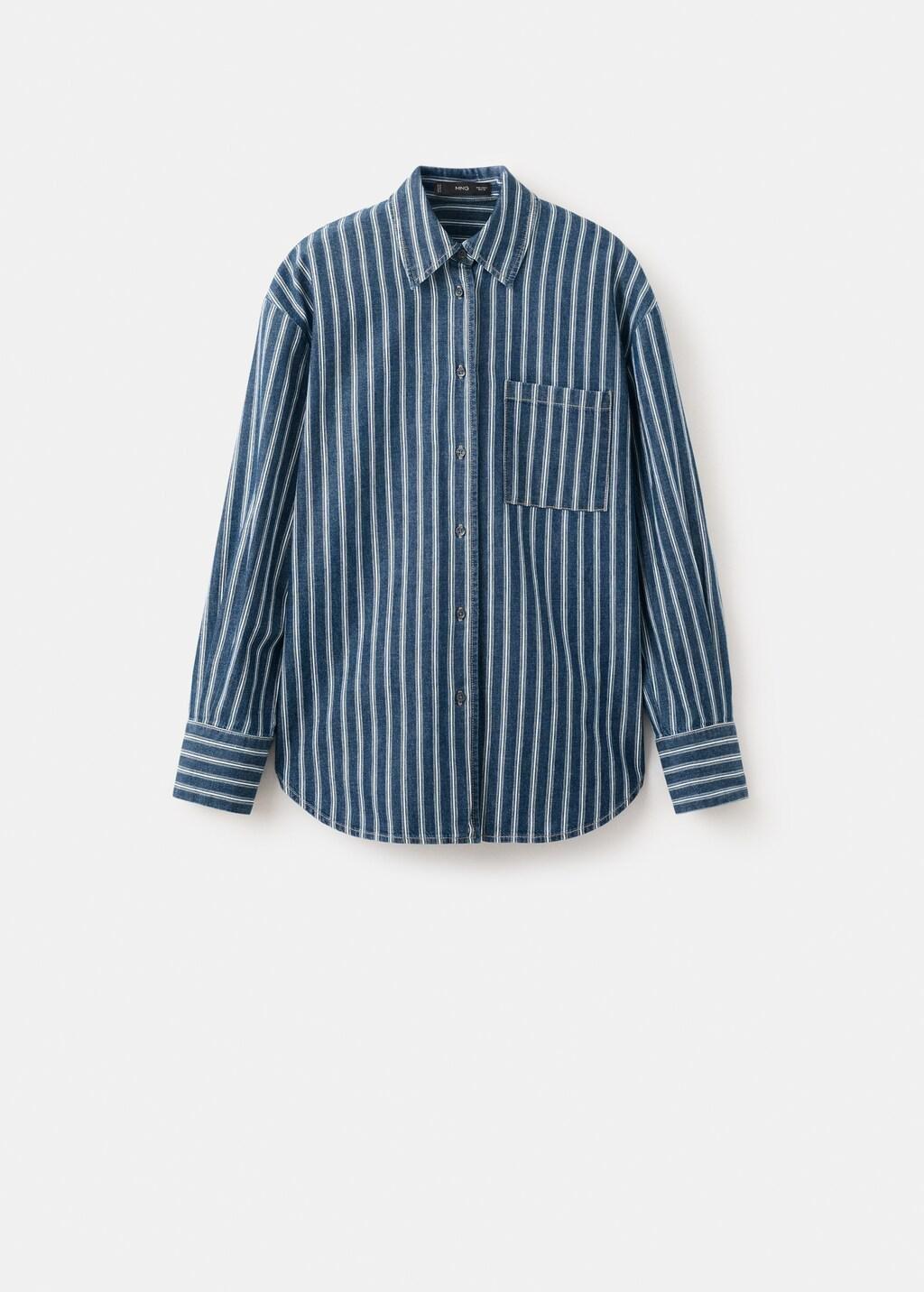 Blue Striped Denim Shirt, Medium Blue, large image number 8