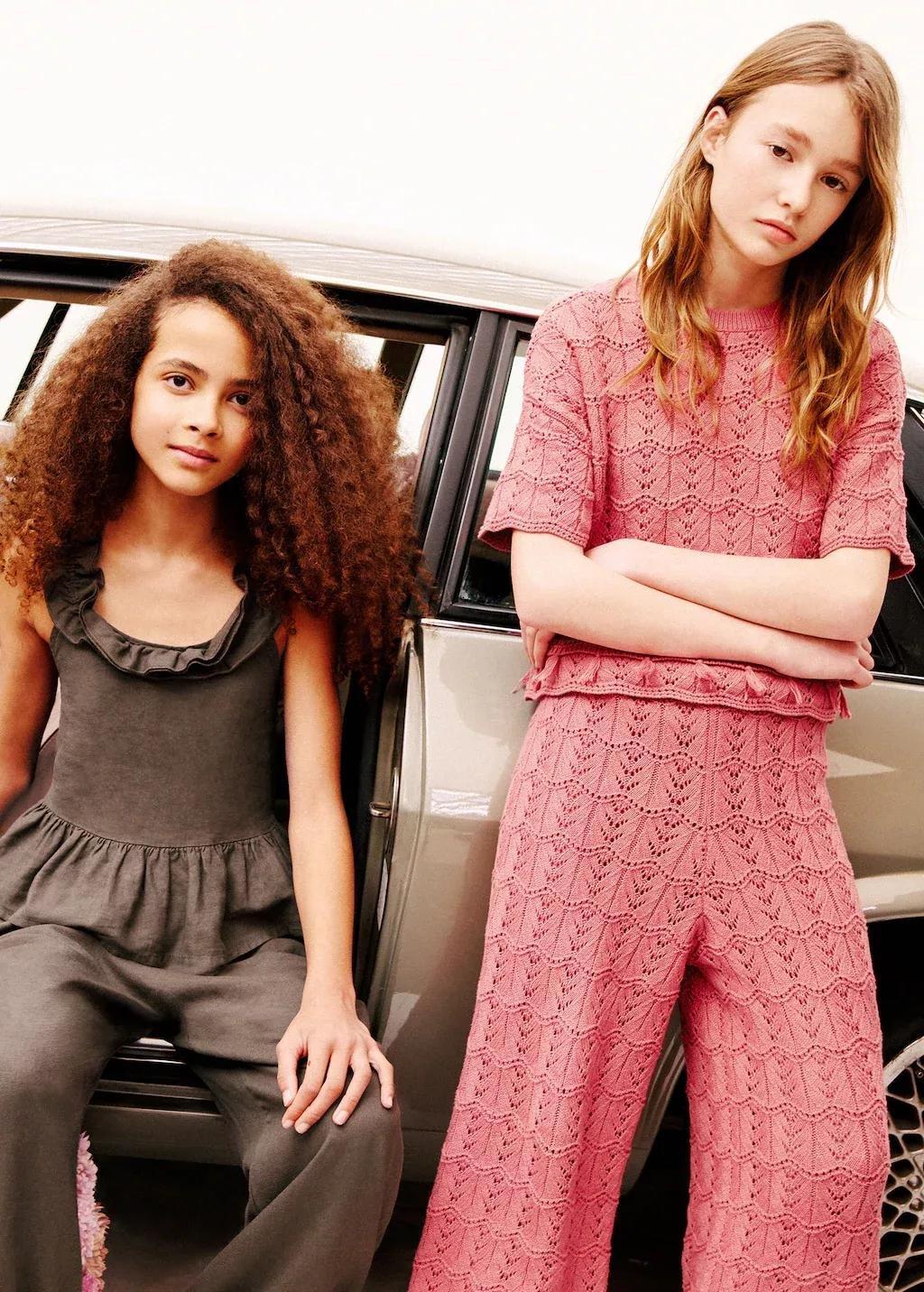 Medium Red Short-Sleeved Crochet Sweater, Kids Girl, 0201_74, large image number 0