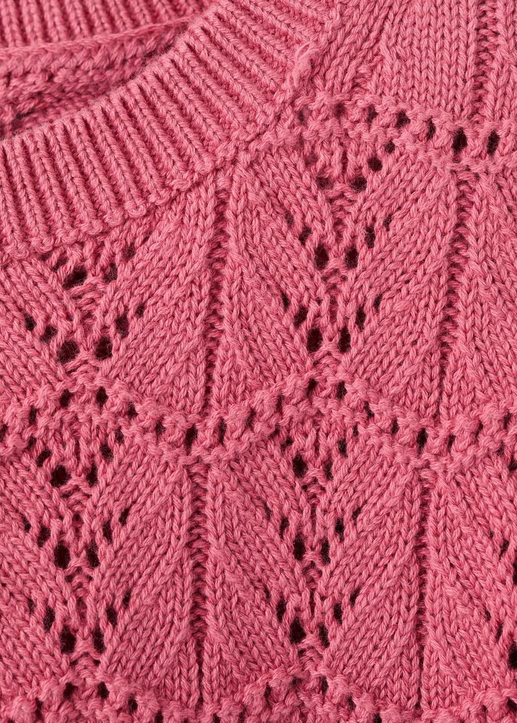 Medium Red Short-Sleeved Crochet Sweater, Kids Girl, 0201_74, large image number 1