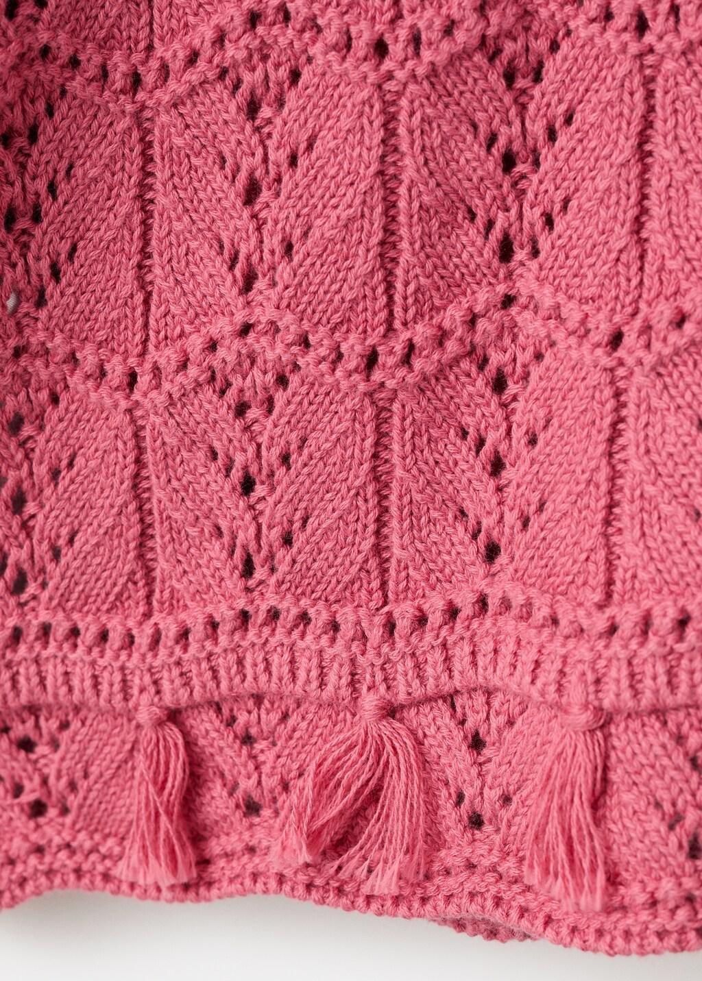 Medium Red Short-Sleeved Crochet Sweater, Kids Girl, 0201_74, large image number 3