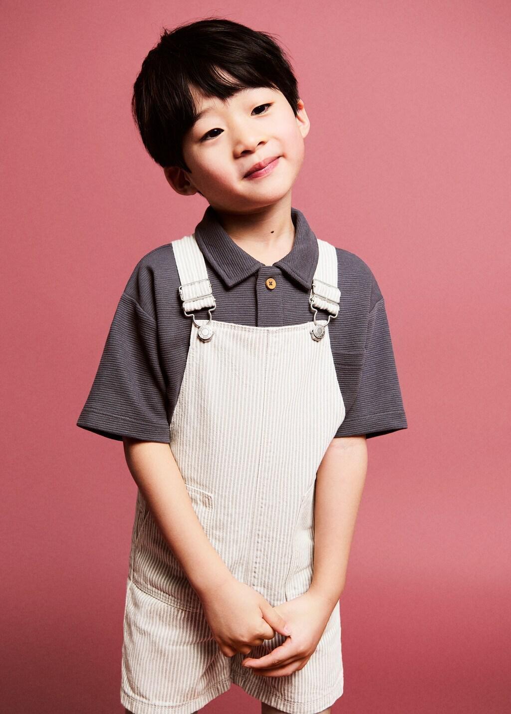 Brown Lt Pastel Striped Short Dungarees, Baby Boy, Light Pastel Brown, large image number 0