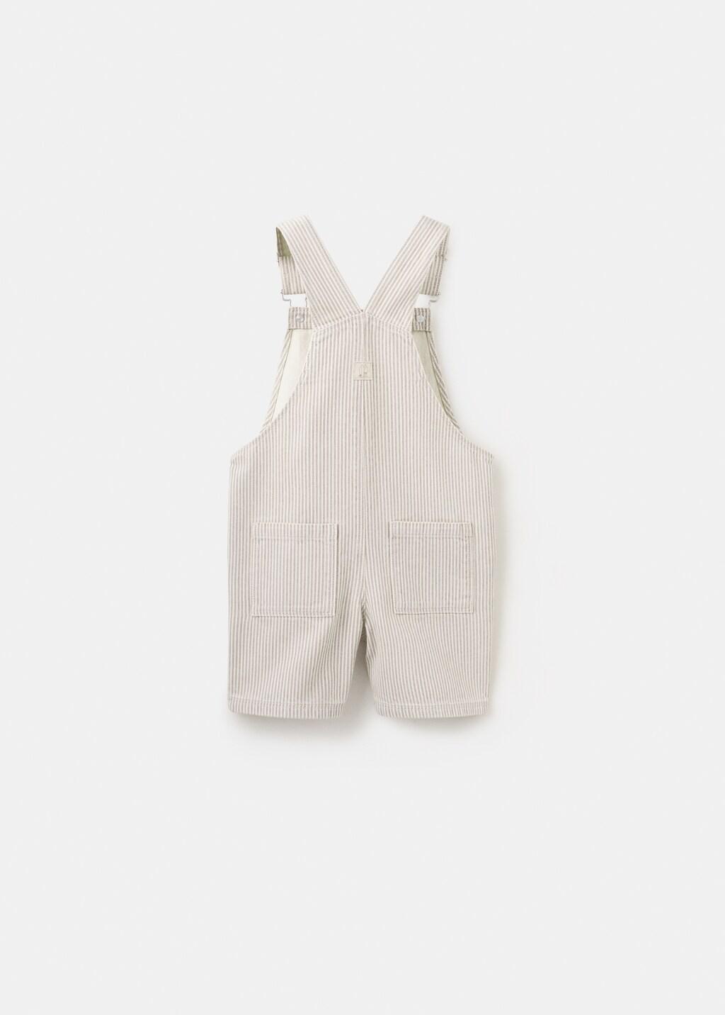 Brown Lt Pastel Striped Short Dungarees, Baby Boy, Light Pastel Brown, large image number 2