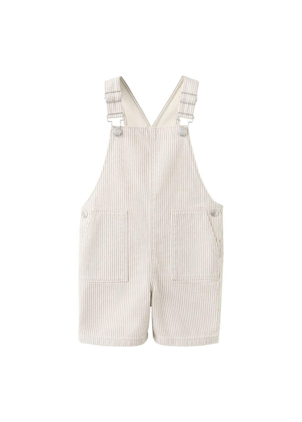 Brown Lt Pastel Striped Short Dungarees, Baby Boy, Light Pastel Brown, large image number 5
