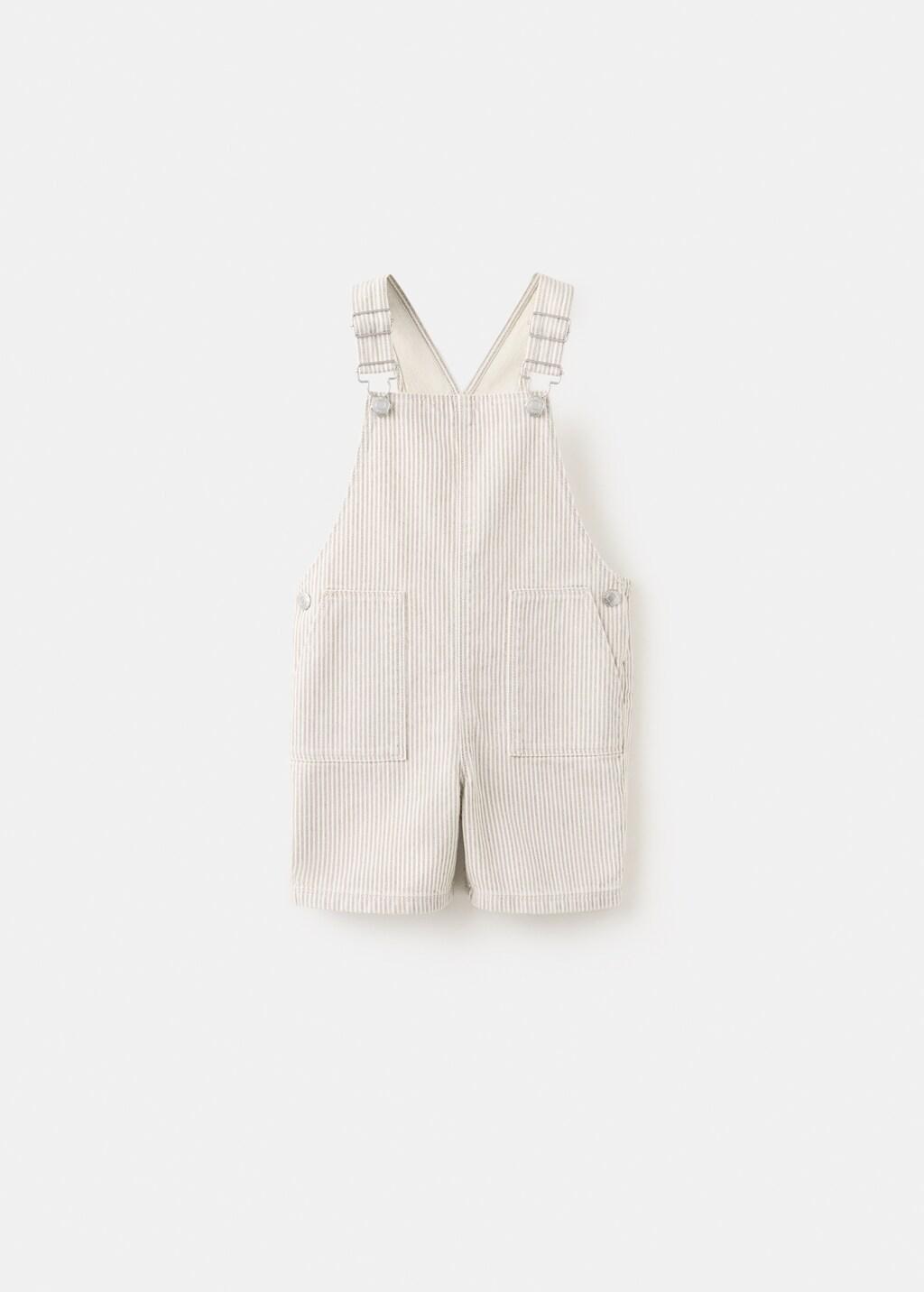 Brown Lt Pastel Striped Short Dungarees, Baby Boy, Light Pastel Brown, large image number 6
