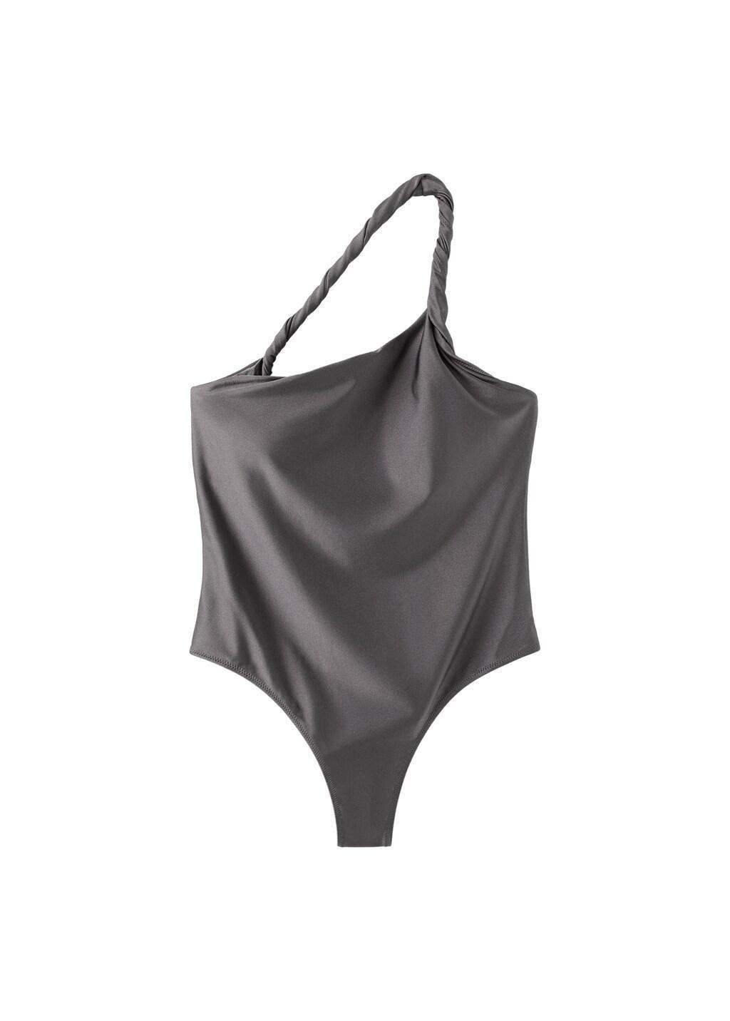 Grey Asymmetric Swimsuit, Grey, large image number 7