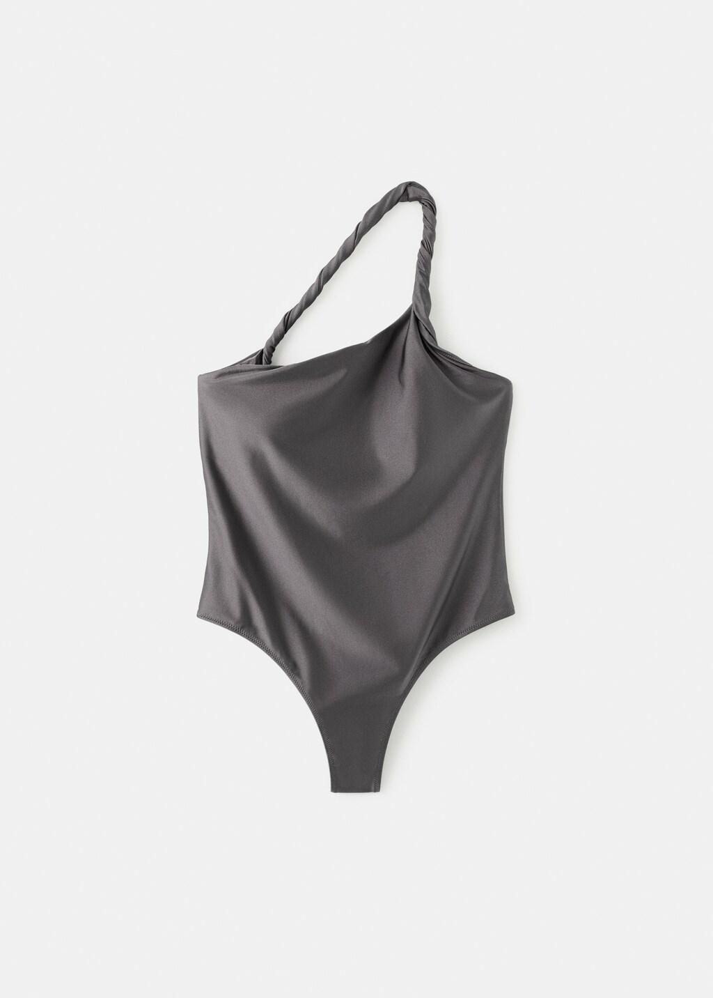 Grey Asymmetric Swimsuit, Grey, large image number 8