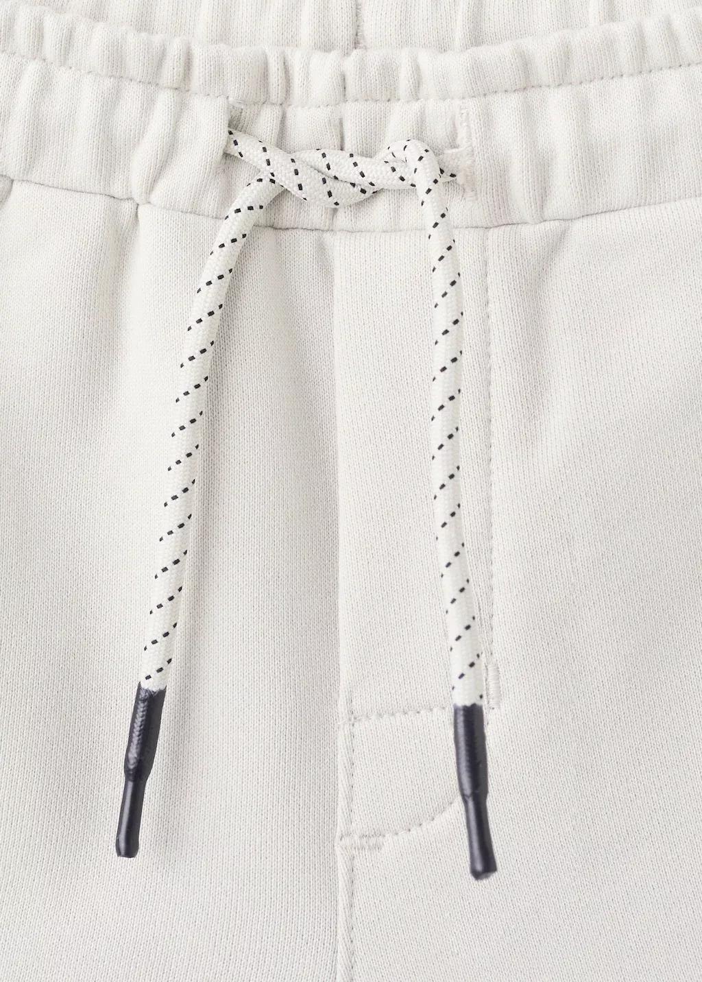 White Cotton Shorts With Drawstring, Kids Boys, Natural White, large image number 0