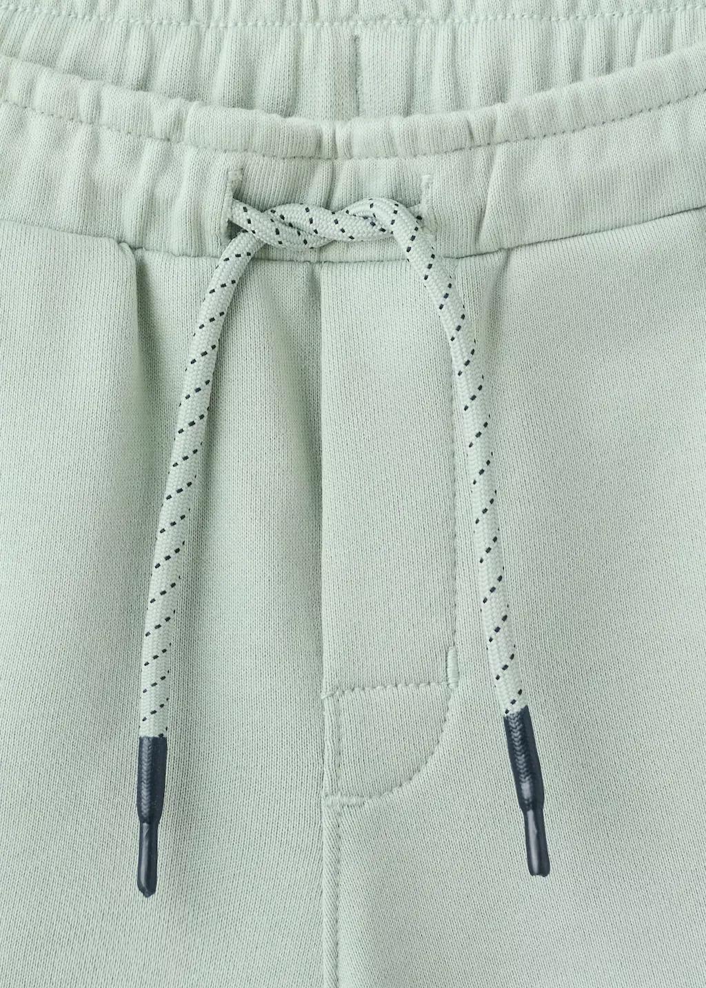 Green Cotton Shorts With Drawstring, Kids Boys, Turquoise - Aqua, large image number 0