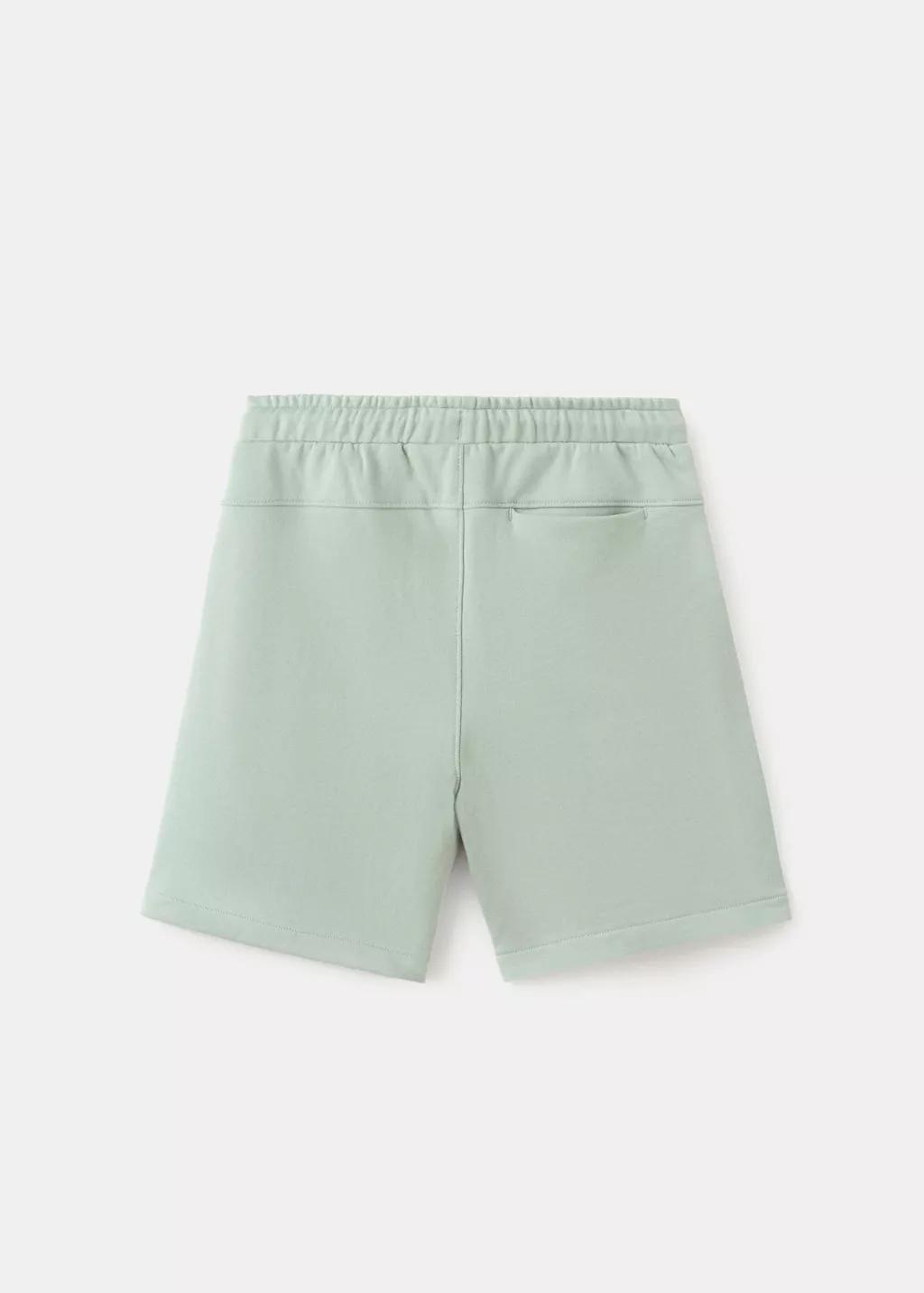 Green Cotton Shorts With Drawstring, Kids Boys, Turquoise - Aqua, large image number 1