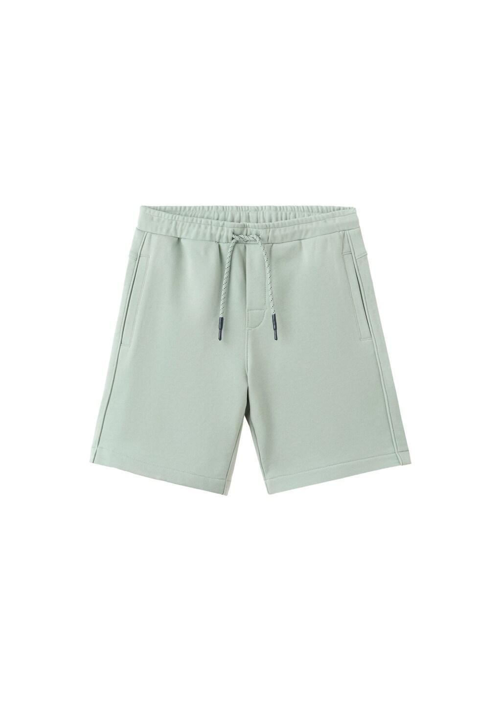 Green Cotton Shorts With Drawstring, Kids Boys, Turquoise - Aqua, large image number 3