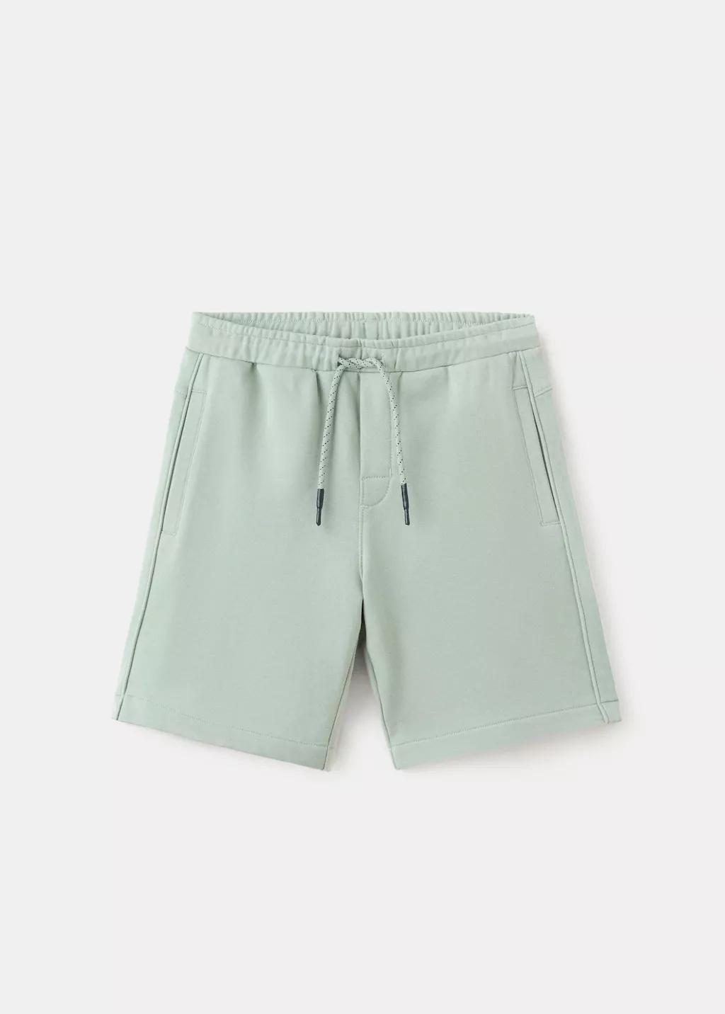 Green Cotton Shorts With Drawstring, Kids Boys, Turquoise - Aqua, large image number 4