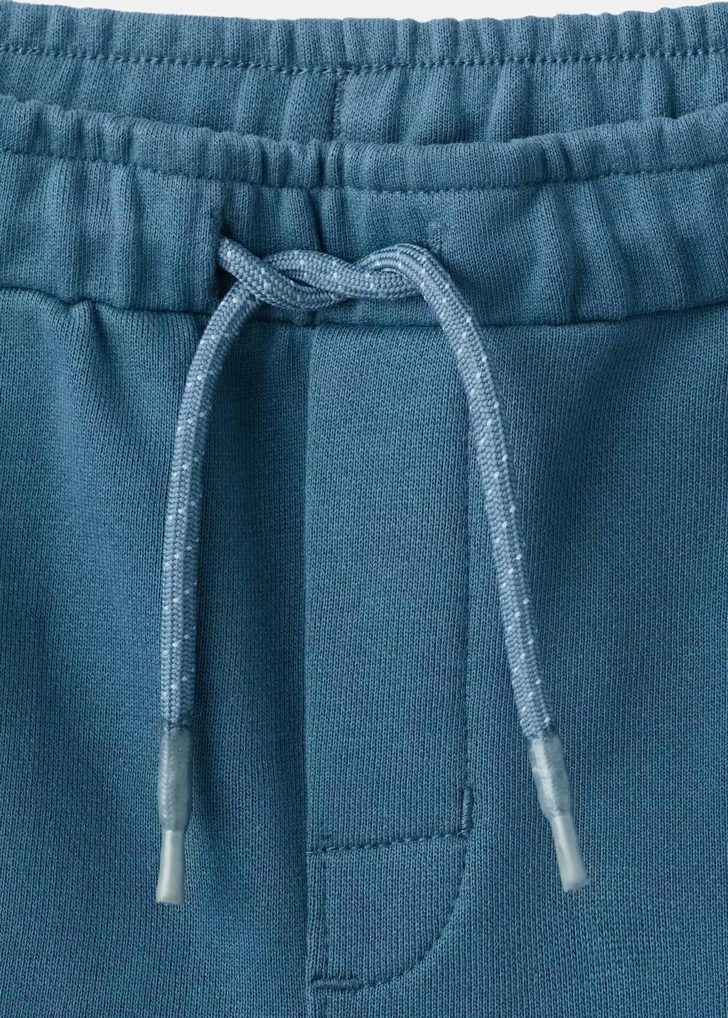 Blue Cotton Shorts With Drawstring, Kids Boys, Medium Blue, large image number 0