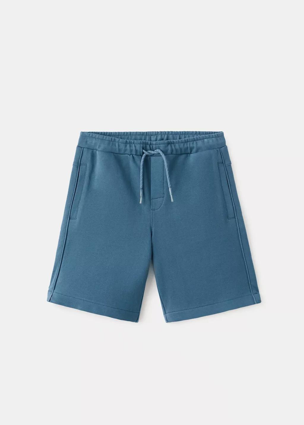 Blue Cotton Shorts With Drawstring, Kids Boys, Medium Blue, large image number 4