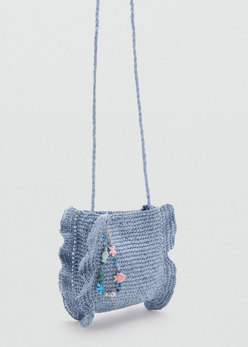 Blue Lt Pastel Natural Fibre Charm Handbag, Kids Girl, 0201_50, large image number 1