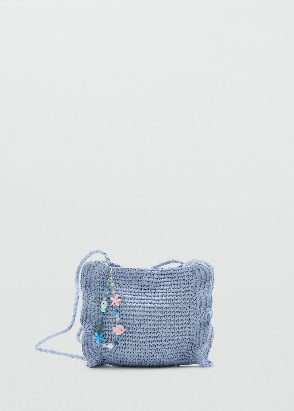 Blue Lt Pastel Natural Fibre Charm Handbag, Kids Girl, 0201_50, large image number 4