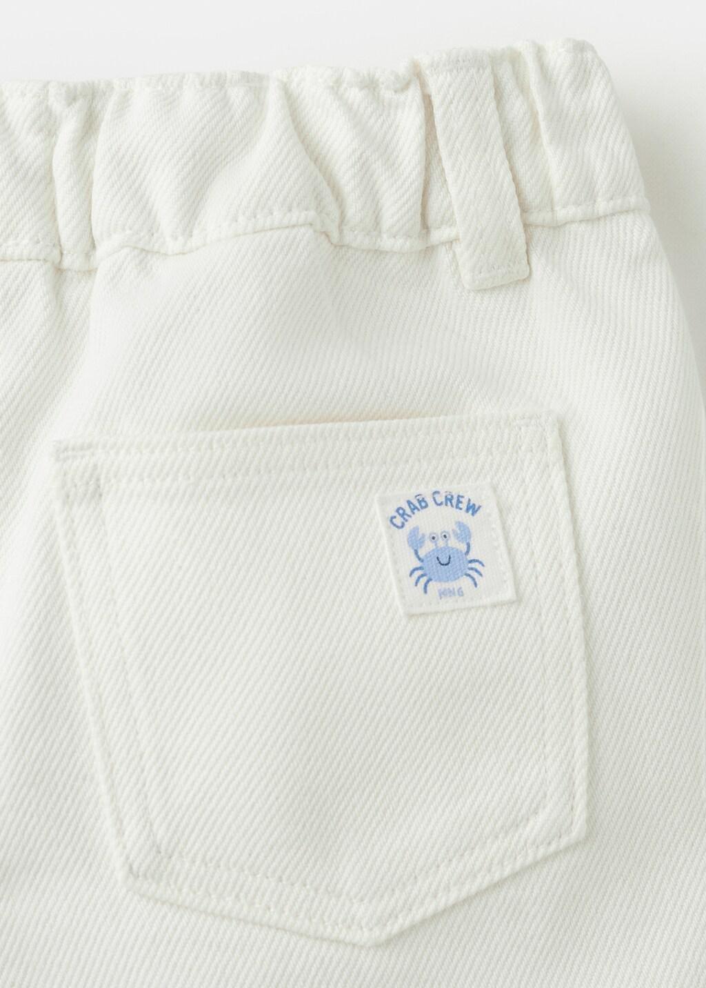 White Denim Turn-Up Bermuda Shorts, Baby Boy, White, large image number 1