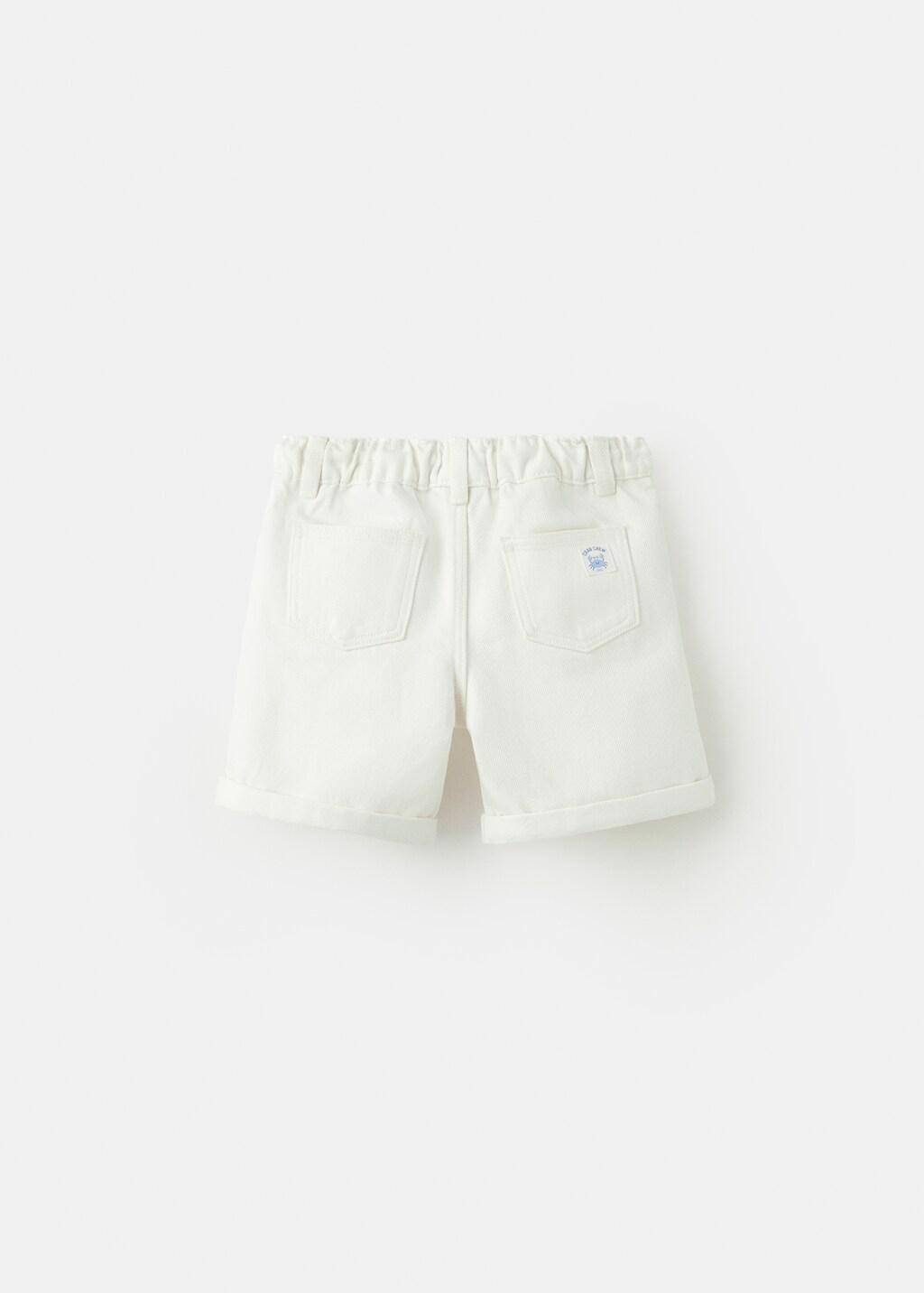 White Denim Turn-Up Bermuda Shorts, Baby Boy, White, large image number 2