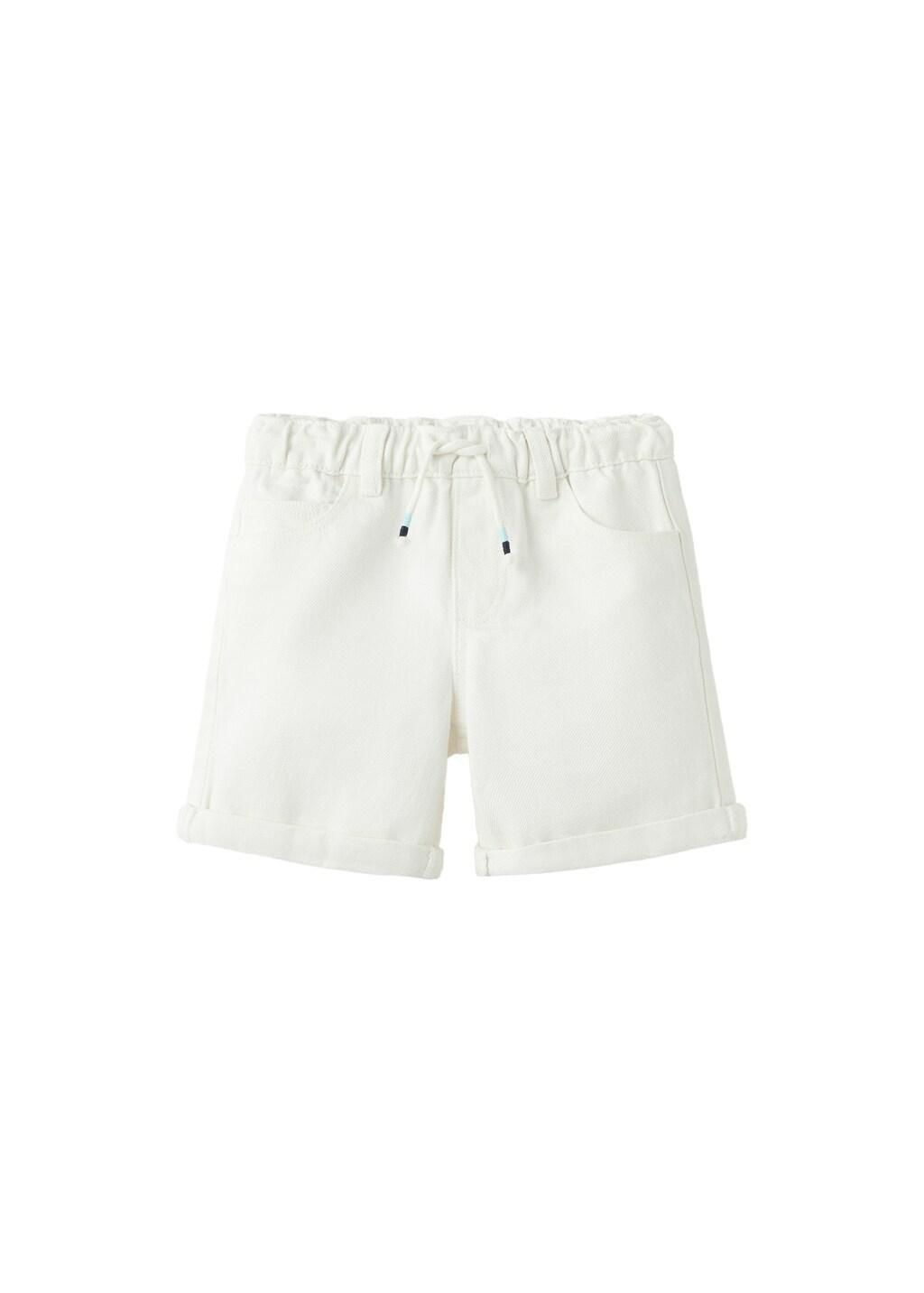 White Denim Turn-Up Bermuda Shorts, Baby Boy, White, large image number 4