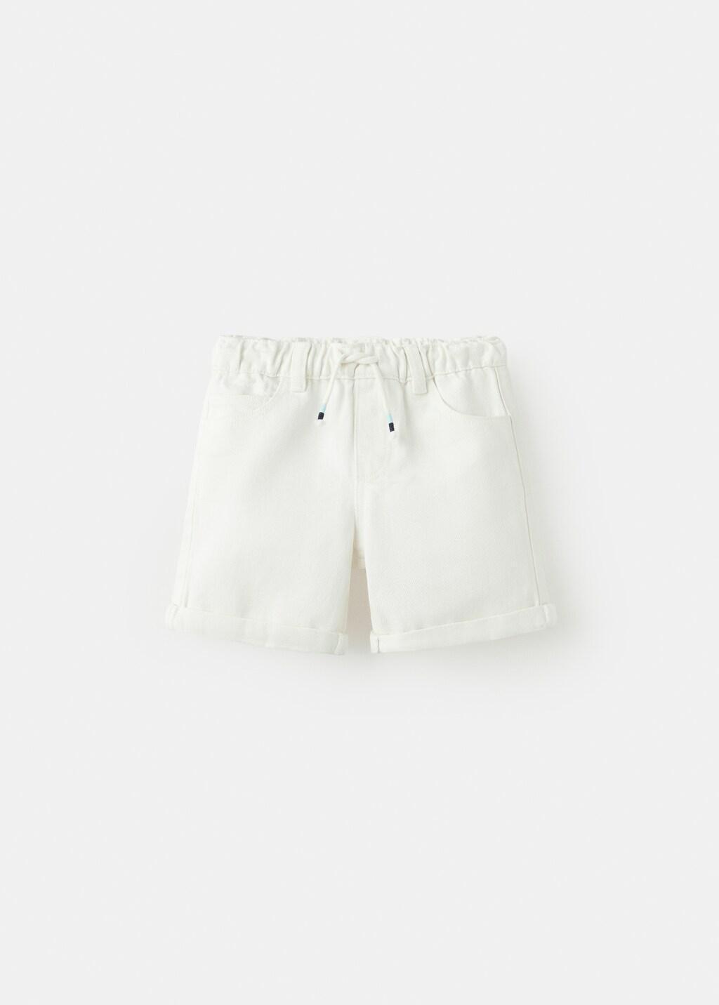 White Denim Turn-Up Bermuda Shorts, Baby Boy, White, large image number 5