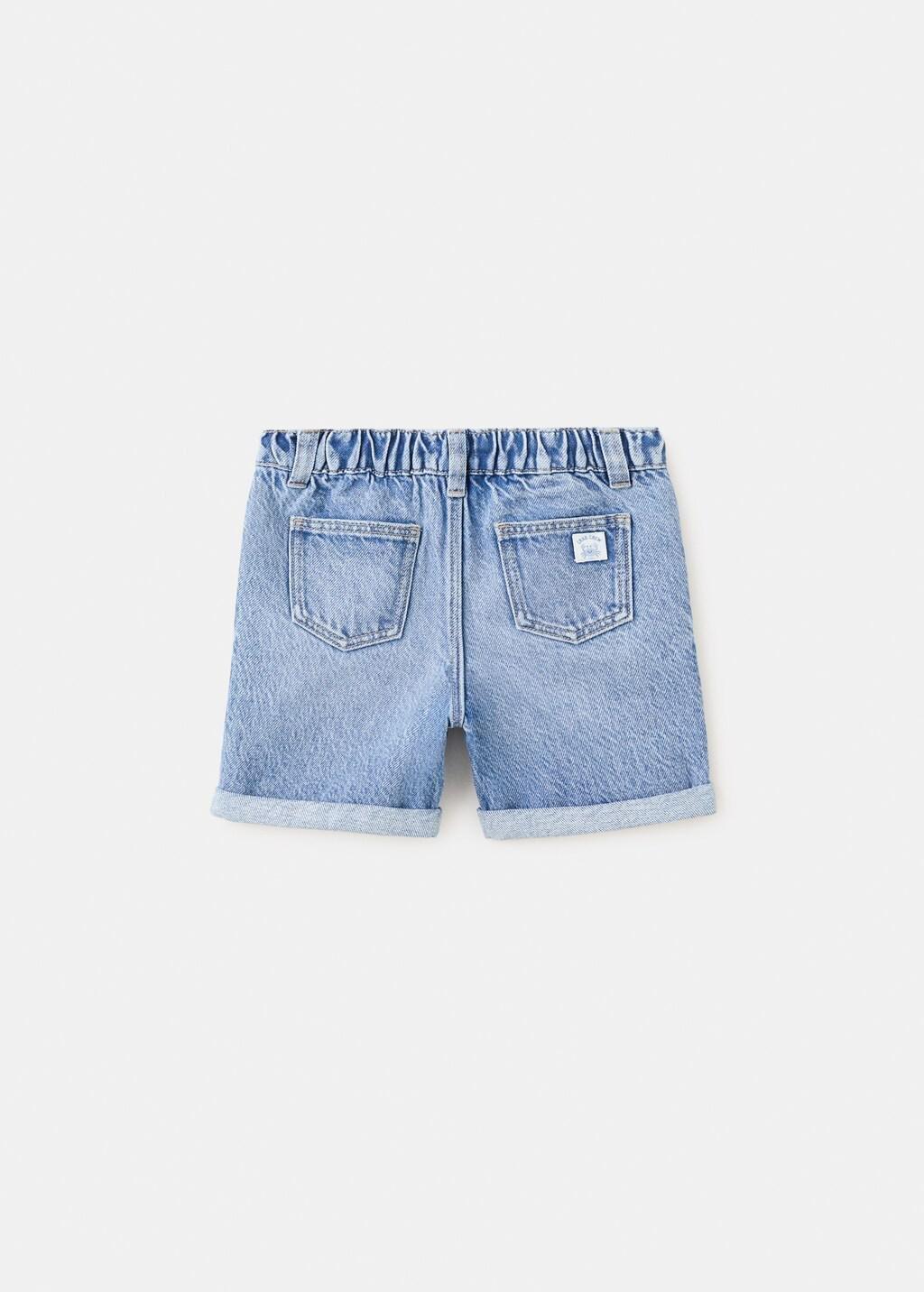 Blue Denim Turn-Up Bermuda Shorts, Baby Boy, Open Blue, large image number 1