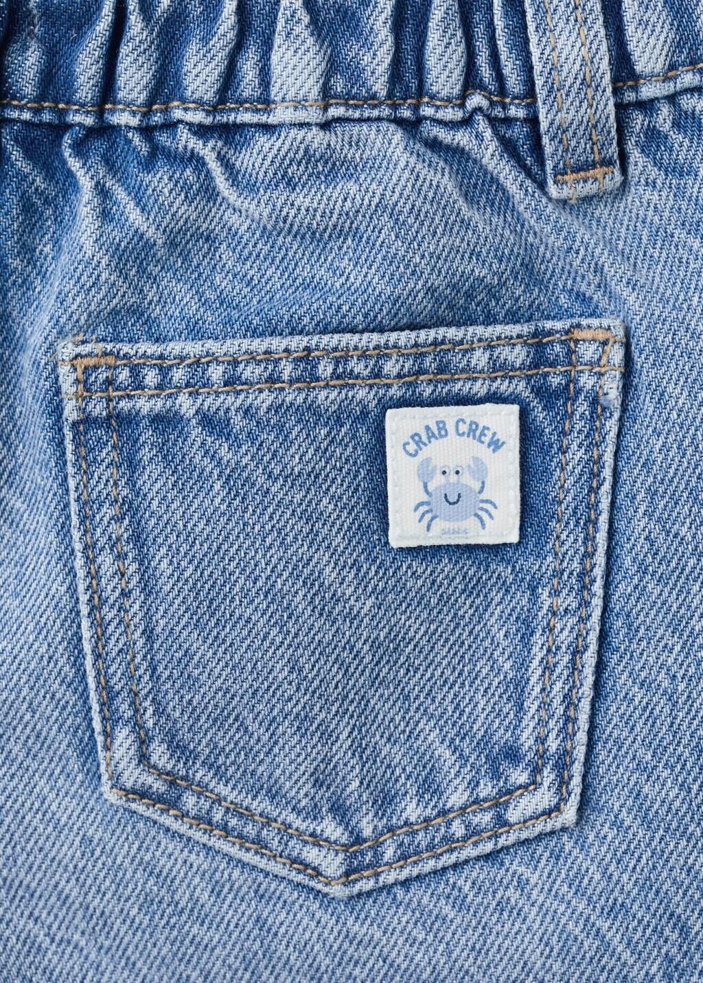 Blue Denim Turn-Up Bermuda Shorts, Baby Boy, Open Blue, large image number 2