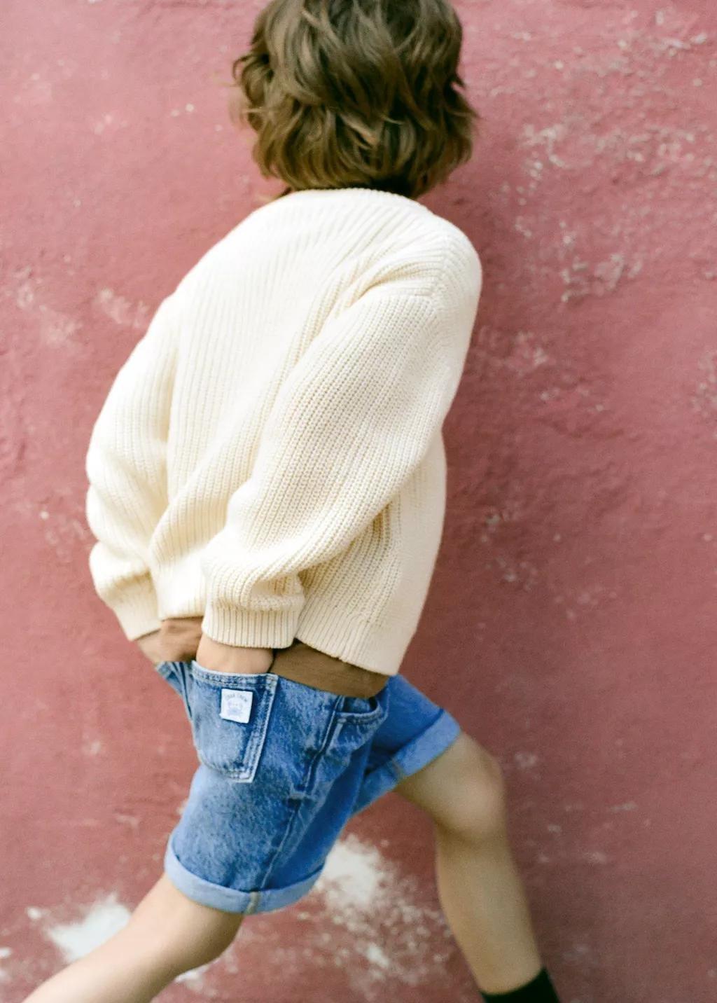 Blue Denim Turn-Up Bermuda Shorts, Baby Boy, Open Blue, large image number 4