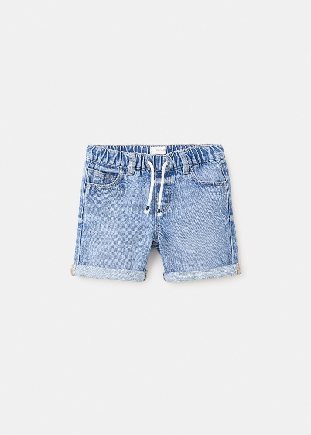 Blue Denim Turn-Up Bermuda Shorts, Baby Boy, Open Blue, large image number 6