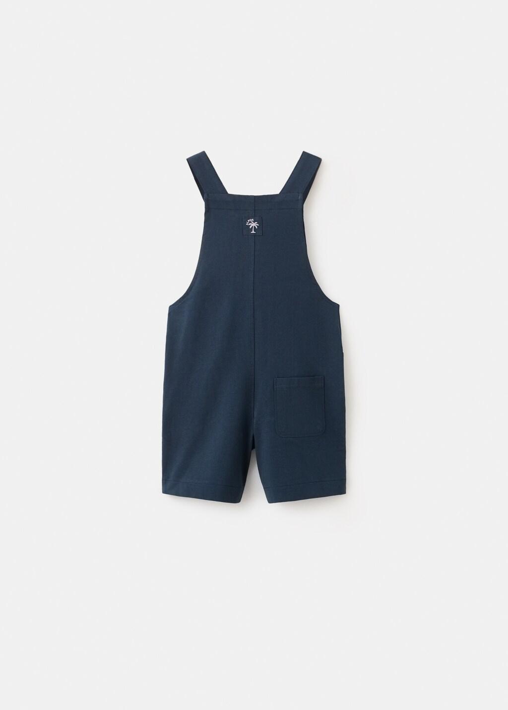 Navy Cotton Short Jumpsuit, Baby Boy, Navy, large image number 1