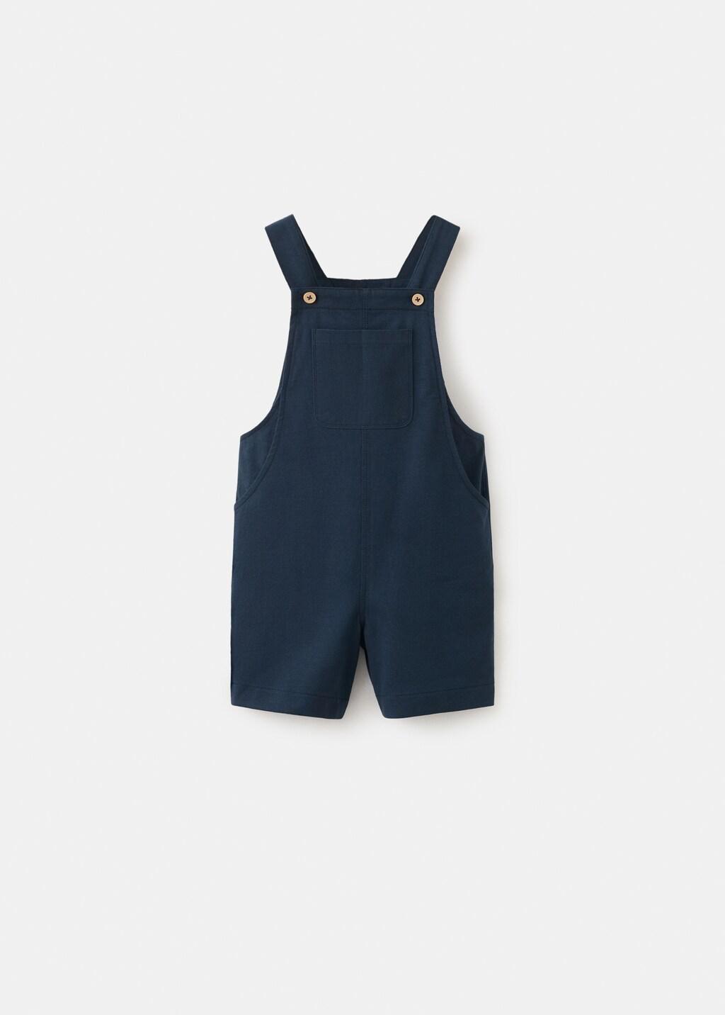 Navy Cotton Short Jumpsuit, Baby Boy, Navy, large image number 1