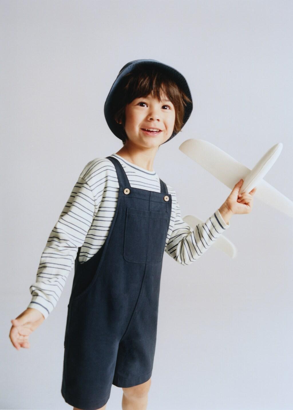 Navy Cotton Short Jumpsuit, Baby Boy, Navy, large image number 3