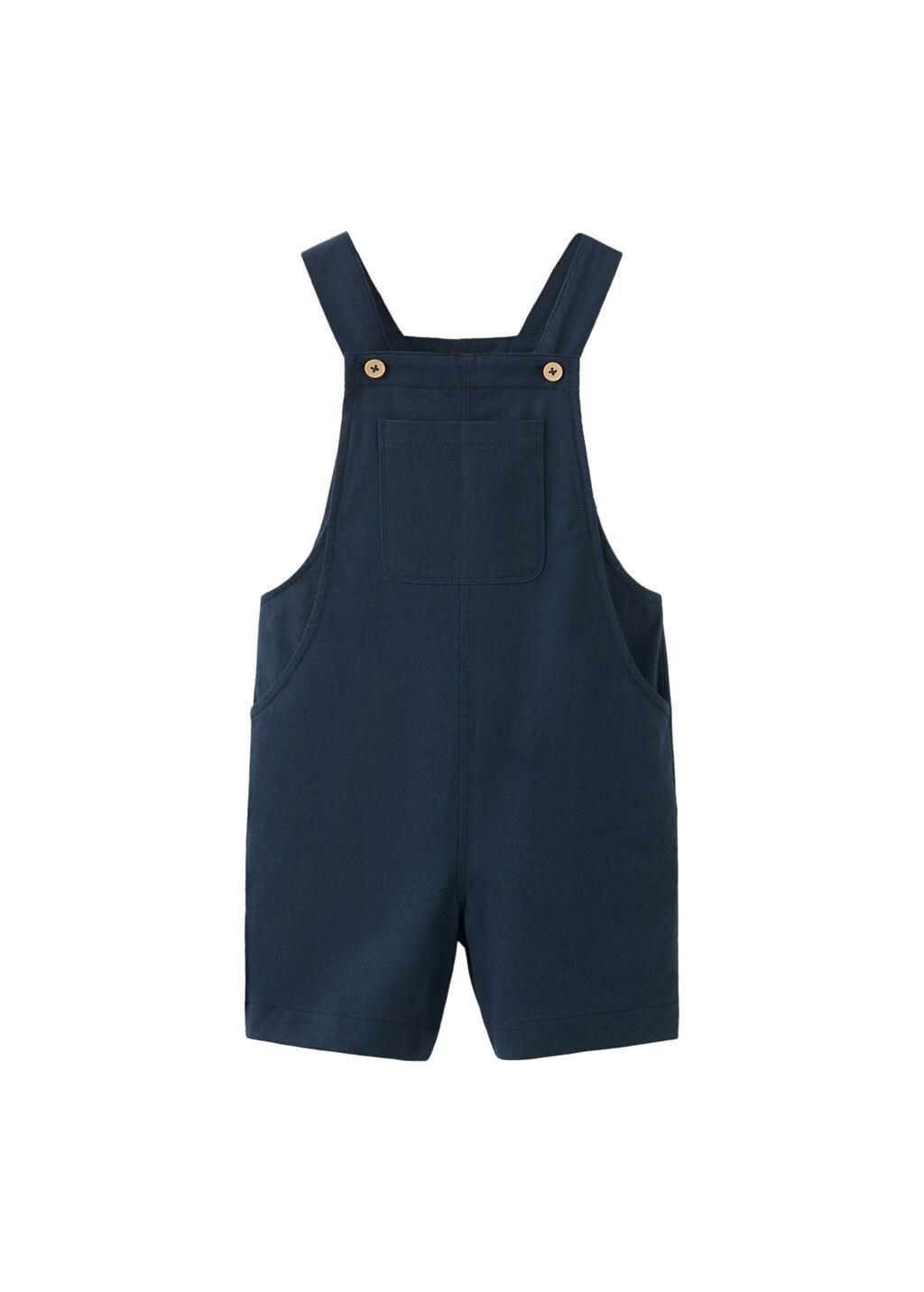 Navy Cotton Short Jumpsuit, Baby Boy, Navy, large image number 4
