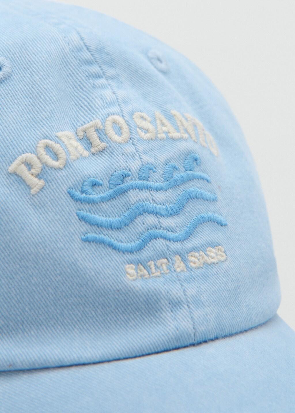 Blue Embroidered Cotton Cap, Kids Boys, 0201_50, large image number 1