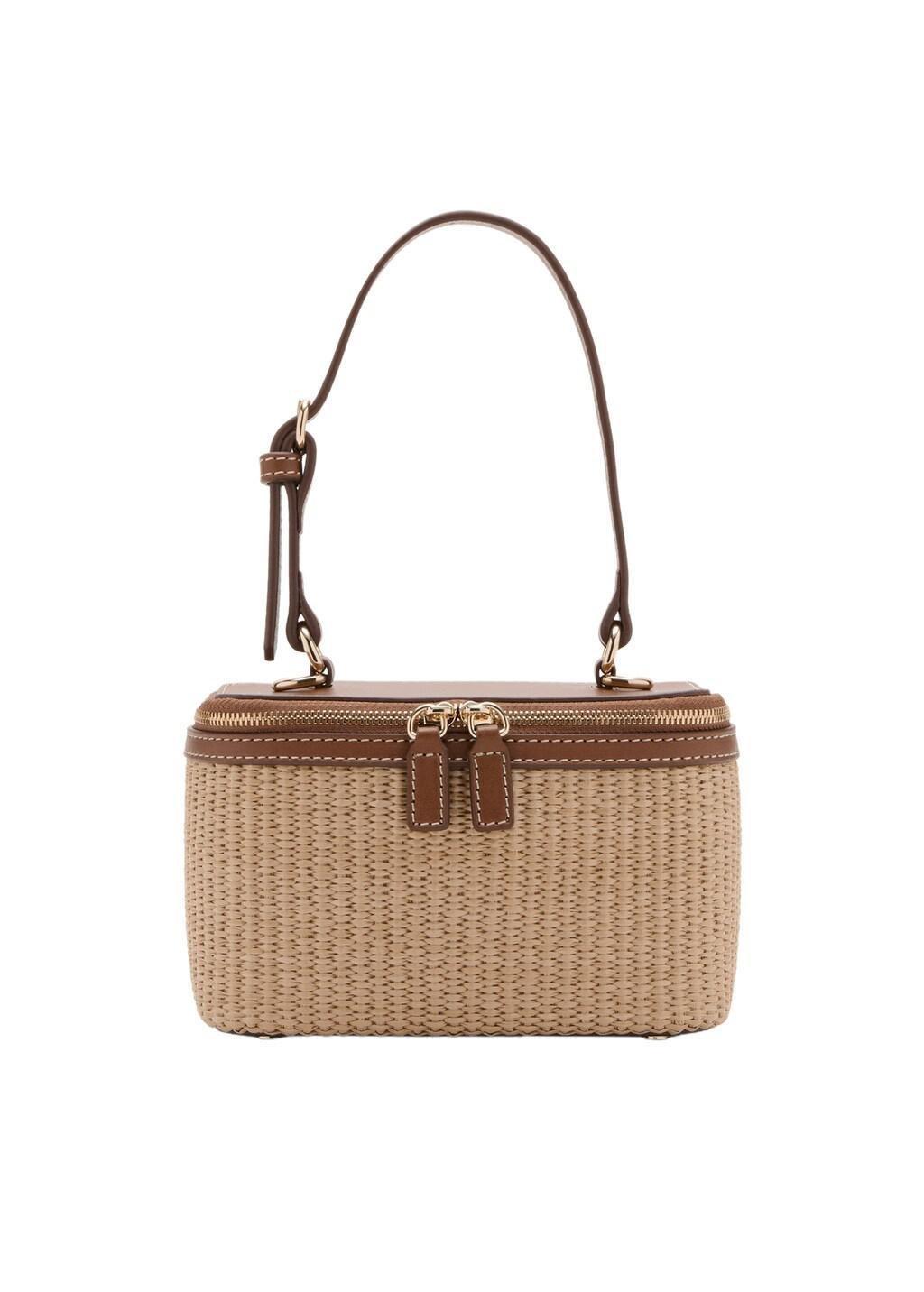 Beige Natural Fibre Toiletry Bag With Zip, Light Beige, medium