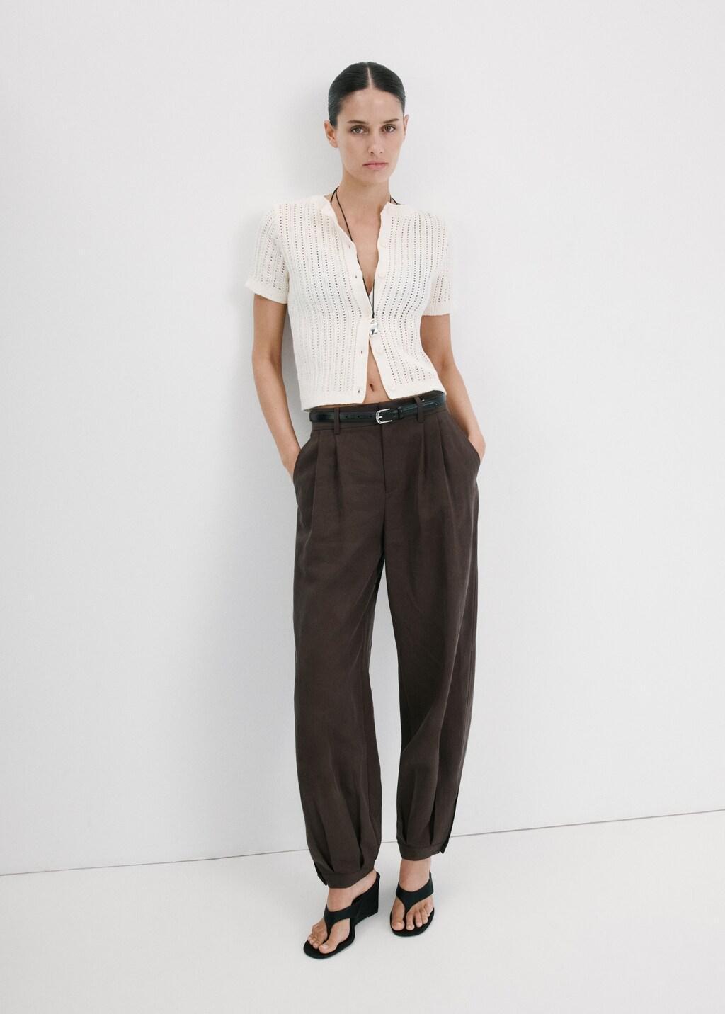 LIGHT BEIGE Openwork knit cardigan, Light Beige, medium