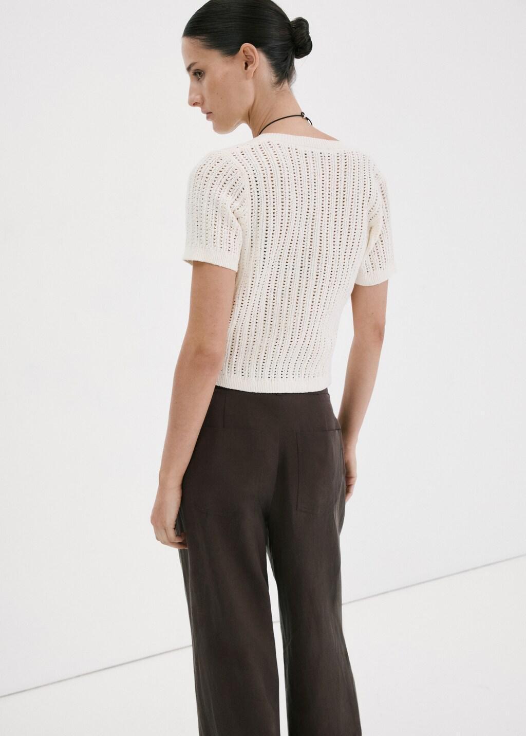 LIGHT BEIGE Openwork knit cardigan, Light Beige, medium