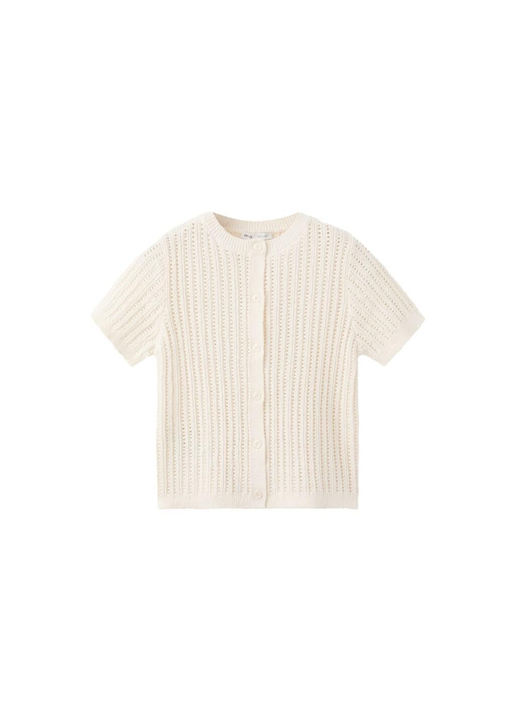 LIGHT BEIGE Openwork knit cardigan, Light Beige, large image number 6