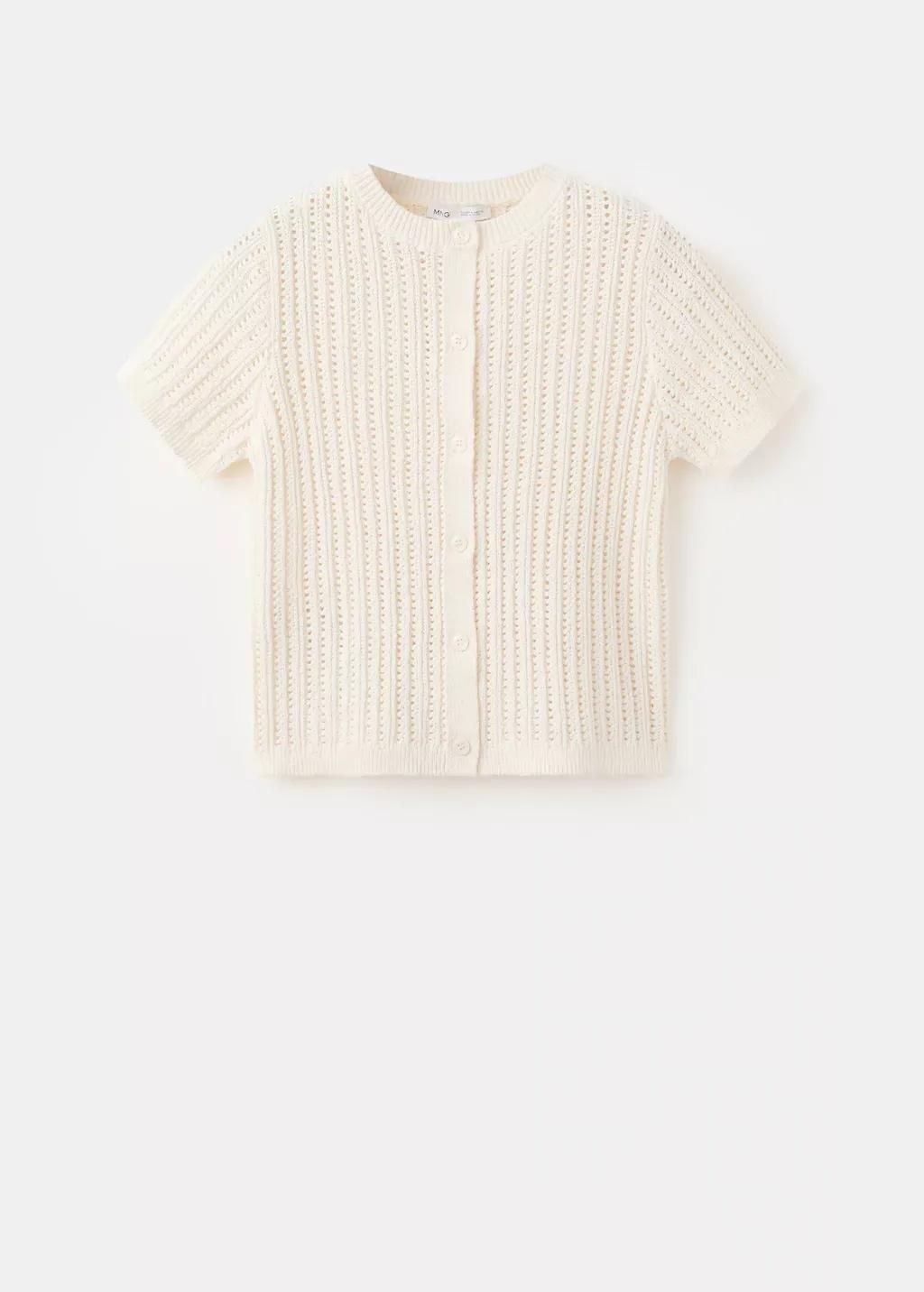 LIGHT BEIGE Openwork knit cardigan, Light Beige, large image number 8