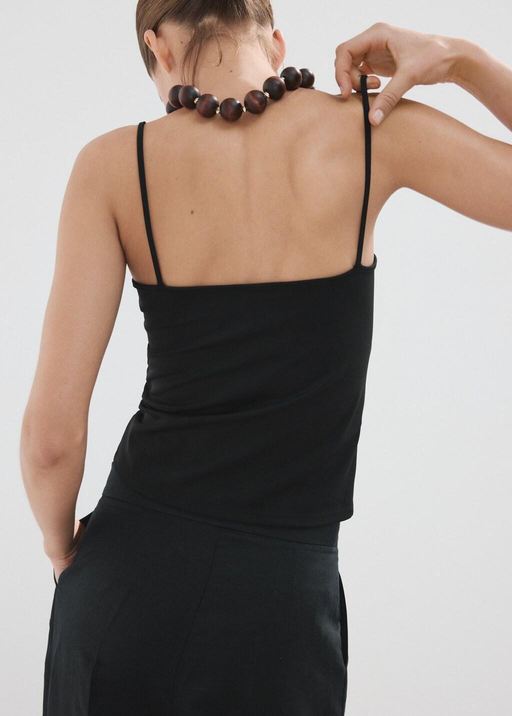 Black Fitted Crop Top, Black, large image number 2