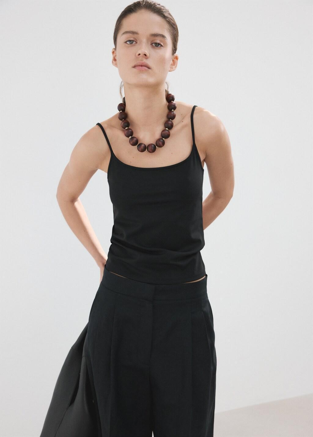 Black Fitted Crop Top, Black, large image number 3