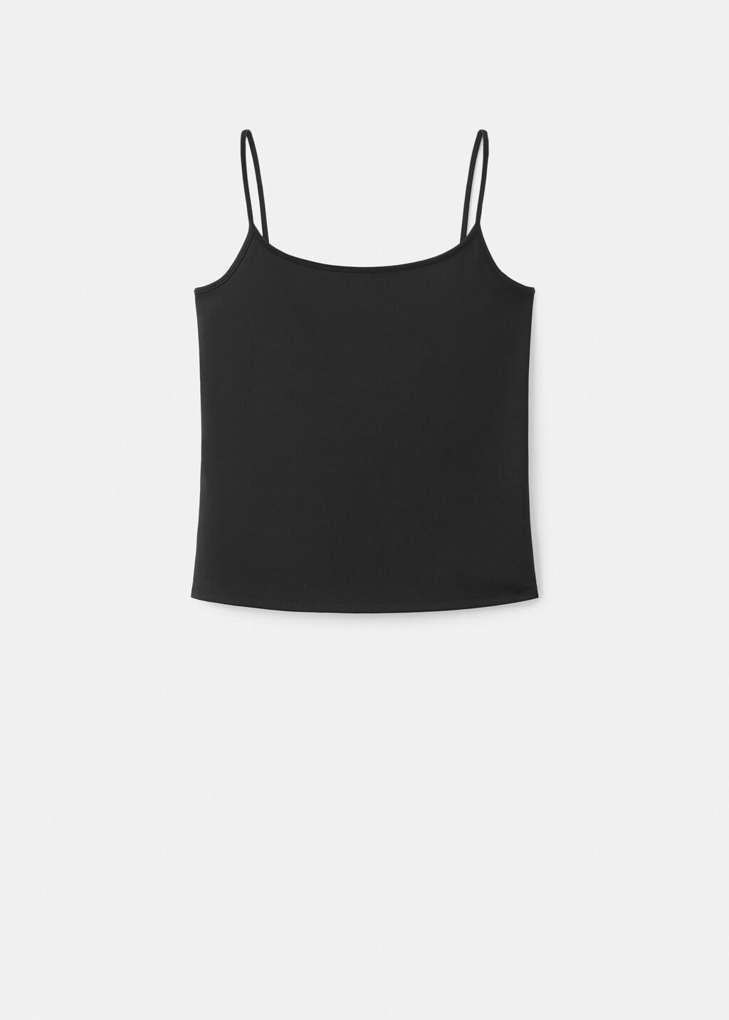 Black Fitted Crop Top, Black, large image number 7