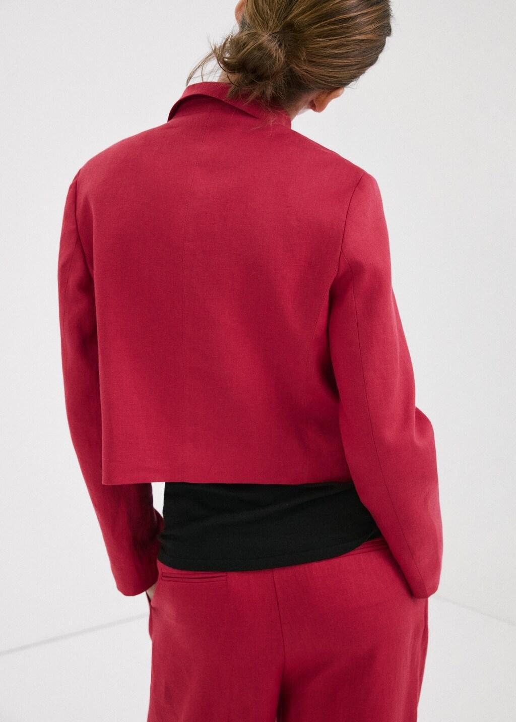 Red Double-Breasted Linen Jacket, Red, large image number 2