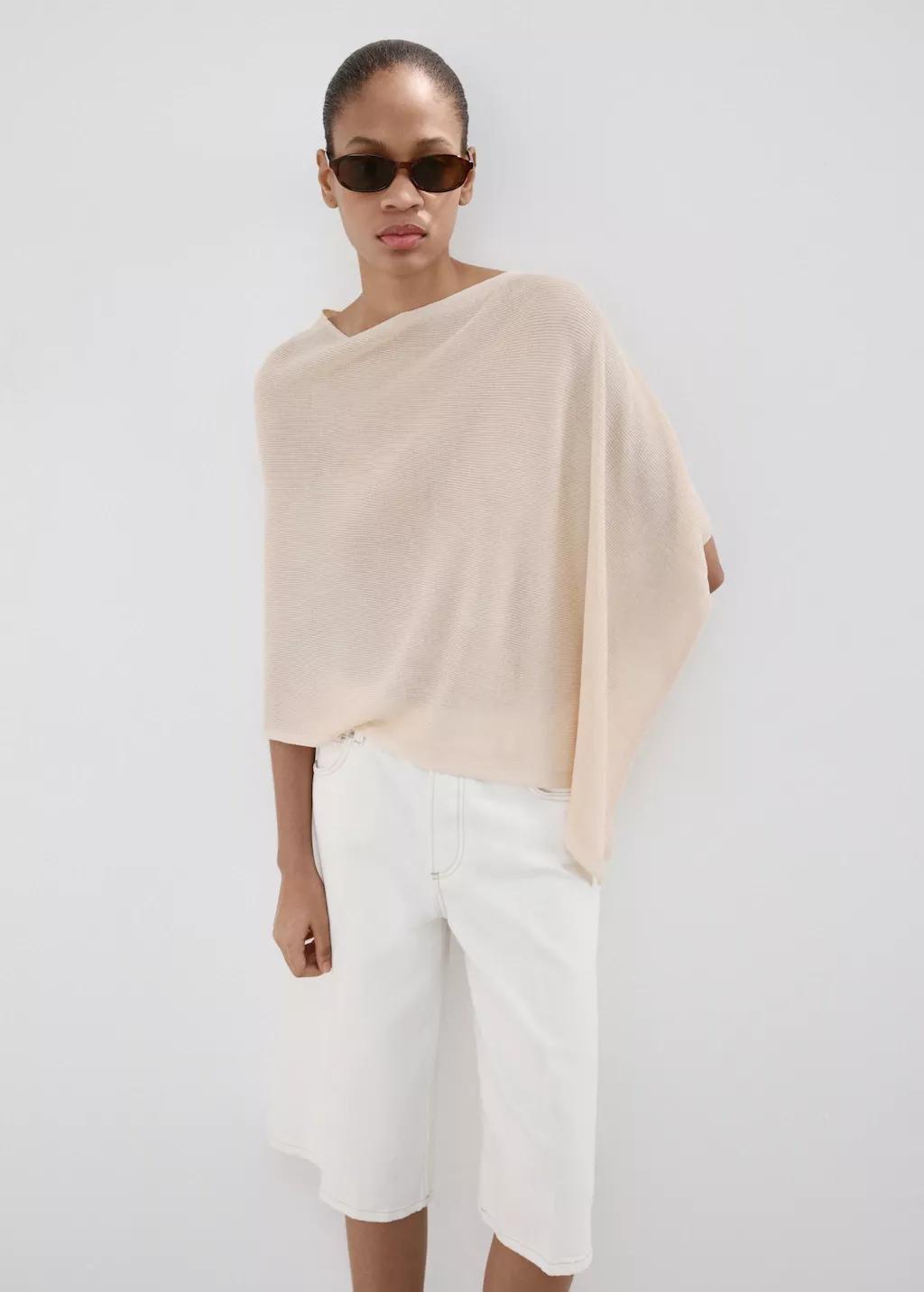 Yellow Asymmetrical Knitted Cape, Yellow, large image number 3