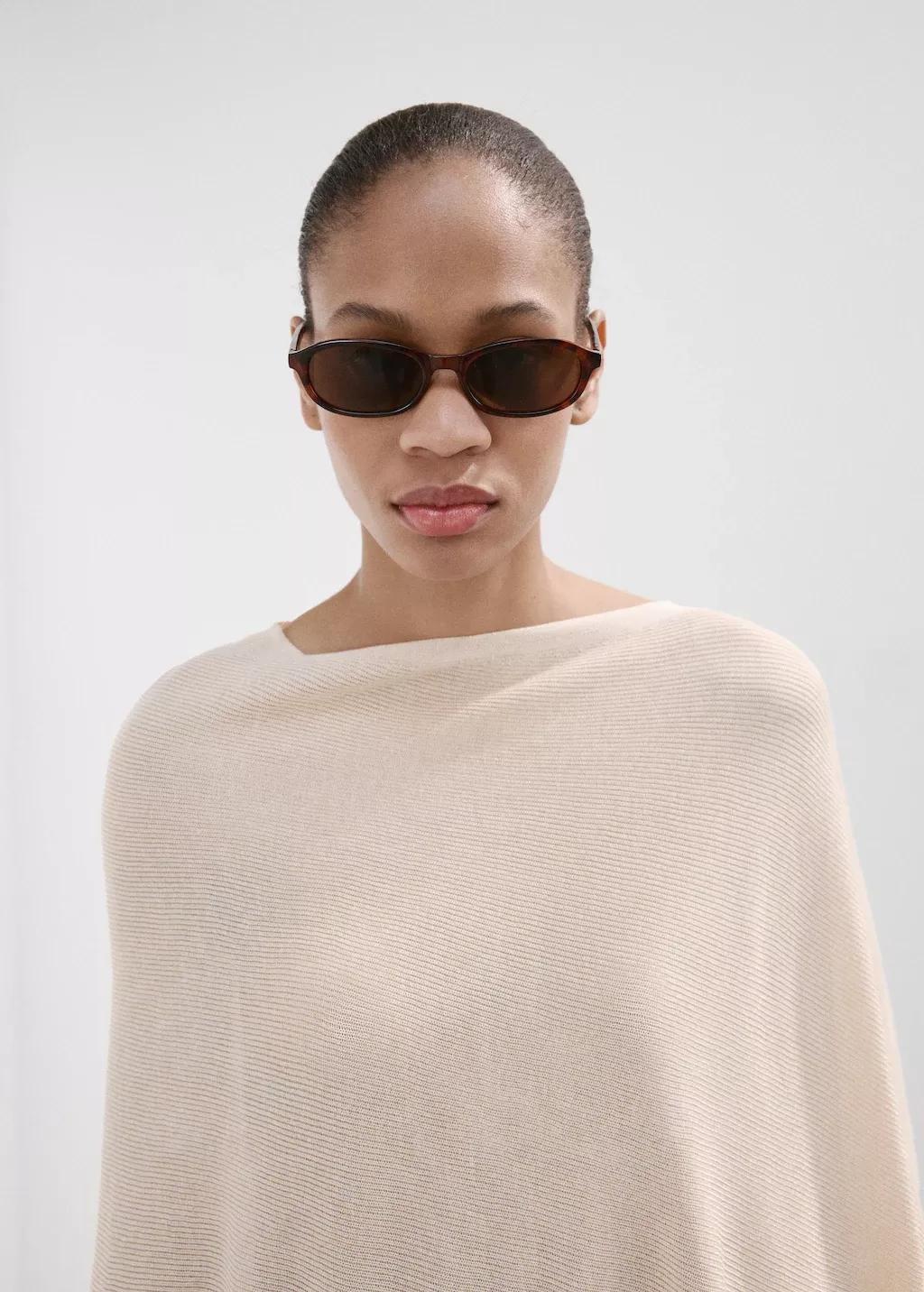 Yellow Asymmetrical Knitted Cape, Yellow, large image number 4