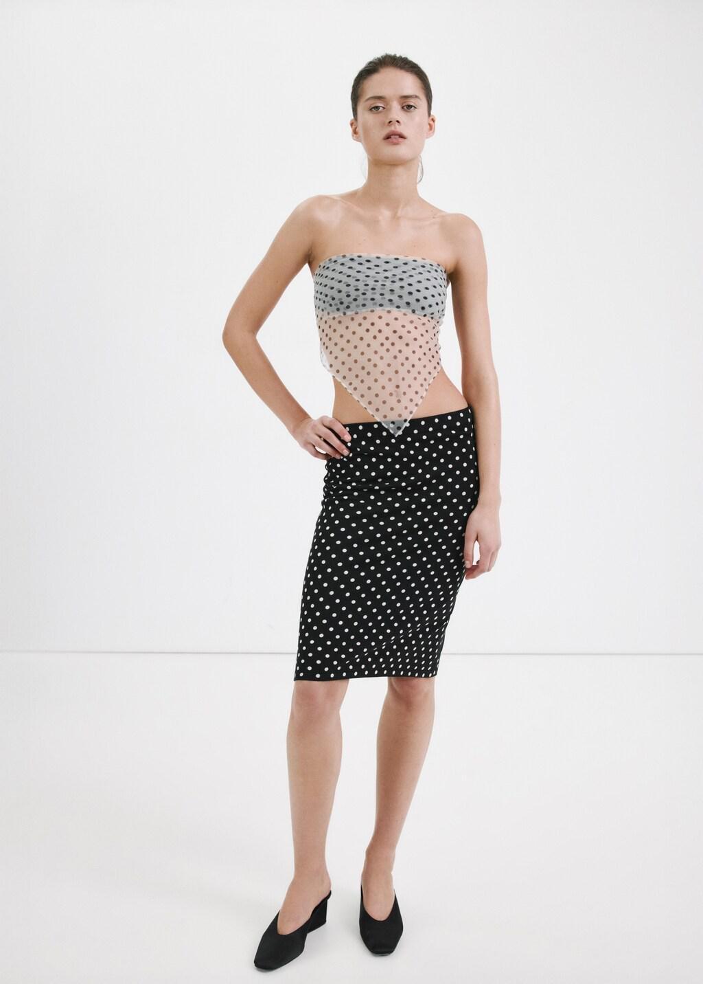 Black Polka Dots Midi Skirt, 0201_99, large image number 0