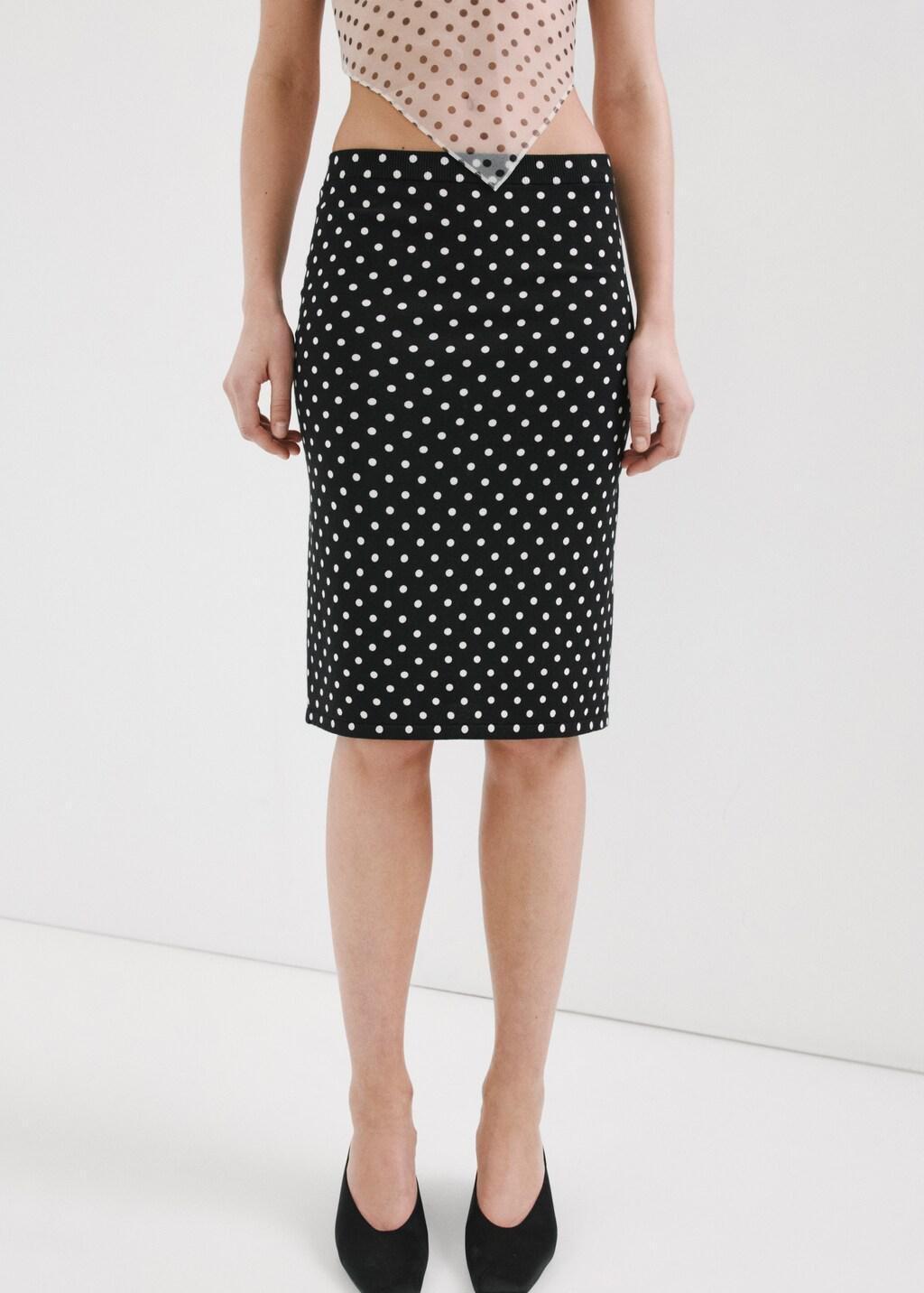 Black Polka Dots Midi Skirt, 0201_99, large image number 3