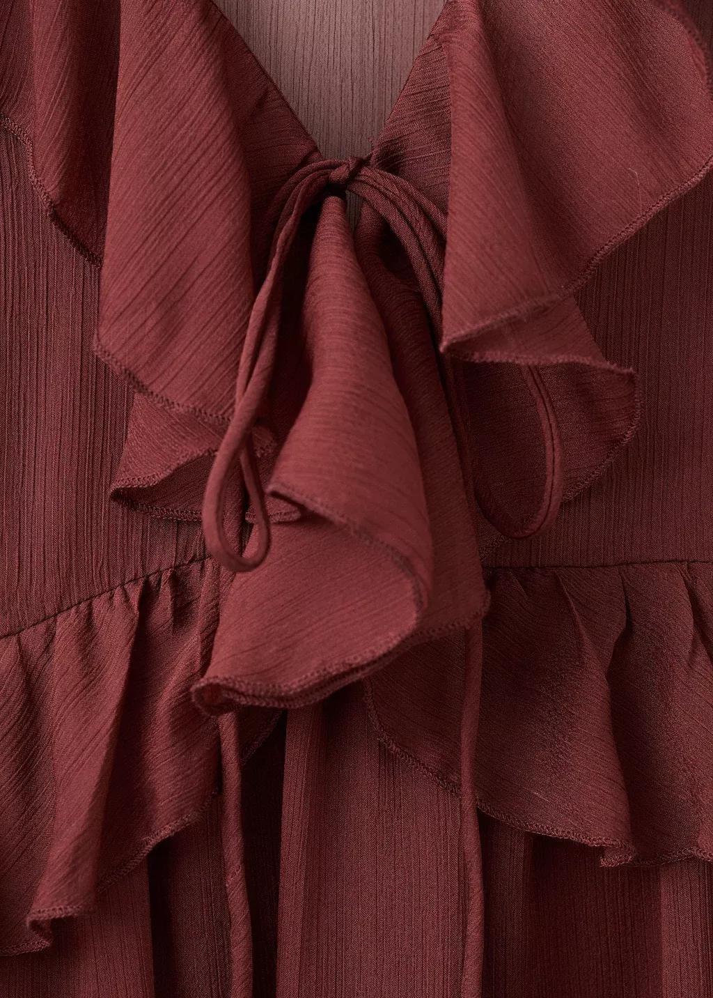 Brown Ruffles Flowy Dress, Brown, large image number 1