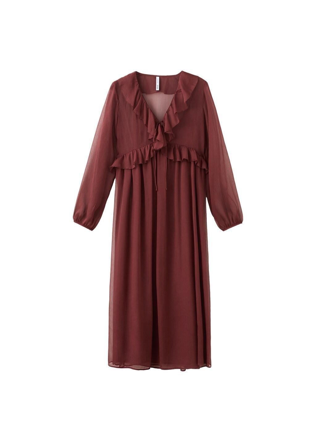 Brown Ruffles Flowy Dress, Brown, large image number 5